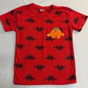 Red Dinosaur Print Kids T-Shirt